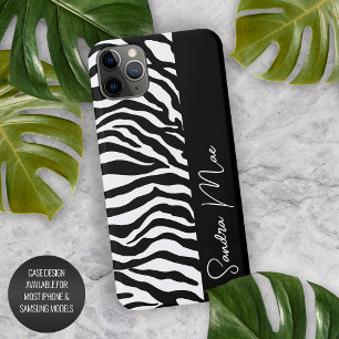 Witte Zwarte Zebra Skin Stripes Print Patroon iPhone 11Pro Max Hoesje