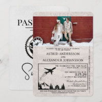 Witte Zweden Paspoort bruiloft uitnodiging