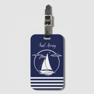 Witte zweefboot silhouet/zeilboot weg bagagelabel