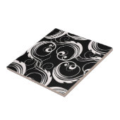 Witte Zwemelen op zwart Tegeltje (Zijkant)