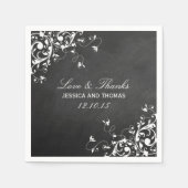 Witte zwepen op het Chalkboard Weddenschap Napkins Servetten (Voorkant)