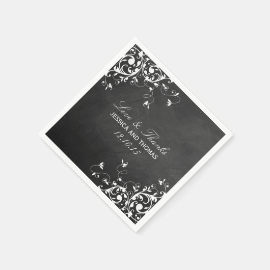 Witte zwepen op het Chalkboard Weddenschap Napkins Servetten (Hoek)
