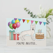 Witte Zwitserse Duitse herder hond kleurrijke verj Kaart (Staand voorkant)