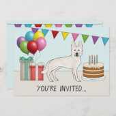 Witte Zwitserse Duitse herder hond kleurrijke verj Kaart (Voorkant / Achterkant)