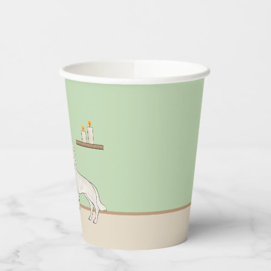 Witte Zwitserse Herder GSD Hond Groene Kerstboom Papieren Bekers (Links)