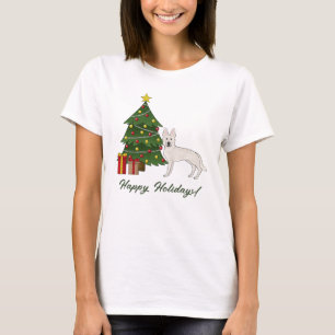 Witte Zwitserse Herder GSD Hond Groene Kerstboom T-shirt