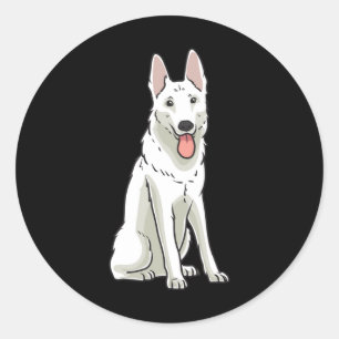 witte zwitserse herder ronde sticker