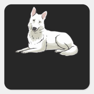 witte zwitserse herder vierkante sticker