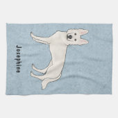 Witte Zwitserse Herder Witte GSD Hond met Naam Bla Theedoek (Horizontaal)