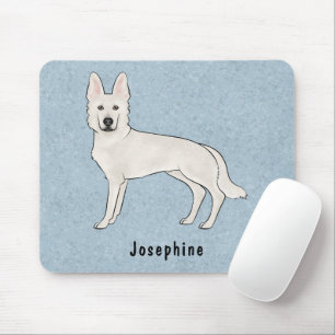 Witte Zwitserse Herder Witte GSD Hond Met Naam Blu Muismat