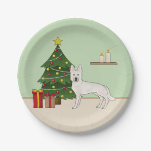 Witte Zwitserse Herder Witte GSD Kerstboom Papieren Bordje