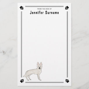 Witte Zwitserse Herder Witte GSD Mooie Hond Met Te Briefpapier