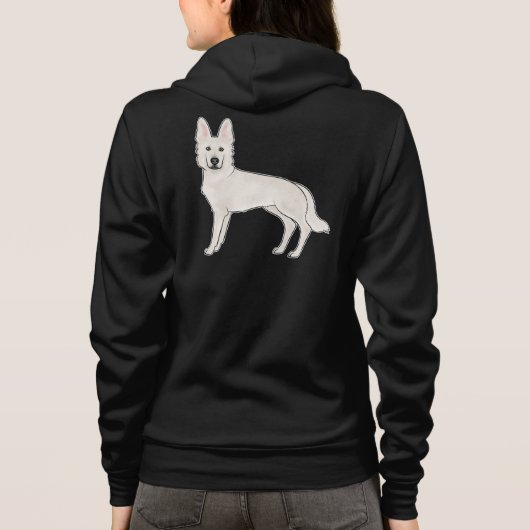 Witte Zwitserse Herder Witte GSD Schattigee Cartoo Hoodie (Achterkant)
