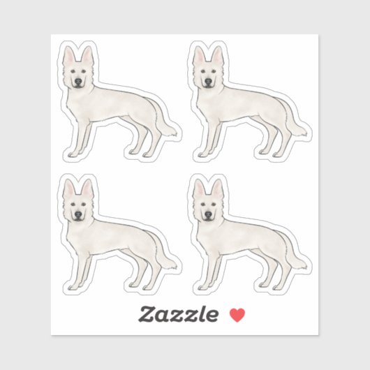 Witte Zwitserse Herder Witte GSD Schattigee Cartoo Sticker (Vel)