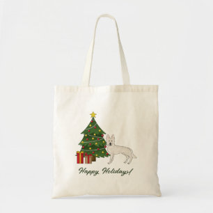 Witte Zwitserse Herdershond GSD Hond Groene Kerstb Tote Bag