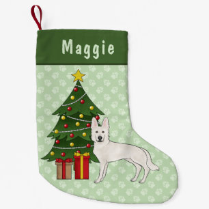 Witte Zwitserse Herdershond Mooie Hond Groene Kers Kleine Kerstsok
