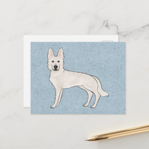 Witte Zwitserse Herdershond Witte GSD Cartoon Hond Briefkaart