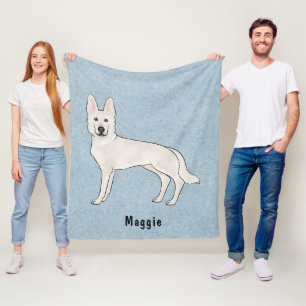Witte Zwitserse Herdershond Witte GSD Cartoon Hond Fleece Deken