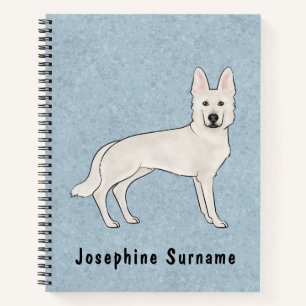 Witte Zwitserse Herdershond Witte GSD Cartoon Hond Notitieboek