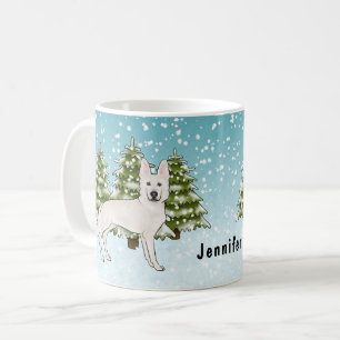 Witte Zwitserse Herdershond Witte GSD Hond Winter Koffiemok