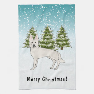 Witte Zwitserse Herdershond Witte GSD Hond Winter Theedoek