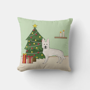 Witte Zwitserse Herdershond Witte GSD Kerstboom Kussen