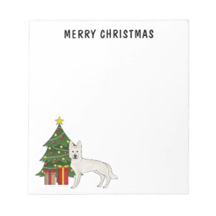 Witte Zwitserse Herdershond Witte GSD Kerstboom Notitieblok