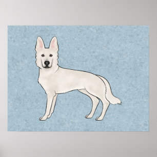 Witte Zwitserse Herdershond Witte GSD Lieve Cartoo Poster