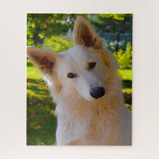 Witte Zwitserse Shepherd Dog Jigsaws. Legpuzzel (Verticaal)