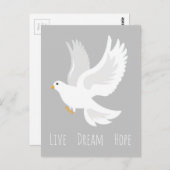 Witteduif op grijs briefkaart (Voorkant / Achterkant)