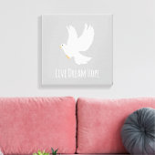 Witteduif op grijs canvas afdruk (Insitu (Woonkamer))