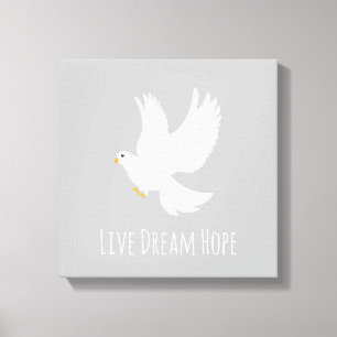 Witteduif op grijs canvas afdruk