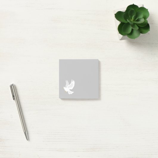 Witteduif op grijs post-it® notes (Kantoor)