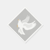 Witteduif op grijs servet (Hoek)