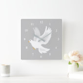 Witteduif op grijs vierkante klok (Huis)