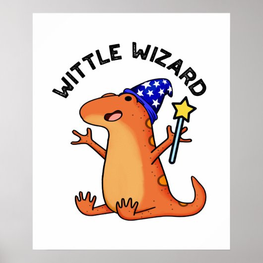 Wittle Wizard Funny Lizard Pun Poster (Voorkant)