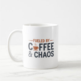 Witty Caffeine Humor Coffee and Chaos Minimalist Koffiemok