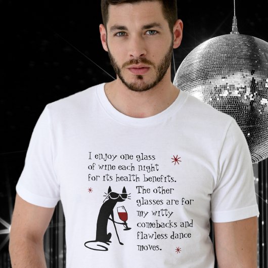 Witty Comebacks Wijn Quote Zwart Kat T-shirt