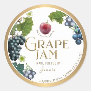Witty Logo Design Elegant Grape Jam Jelly Ronde Sticker