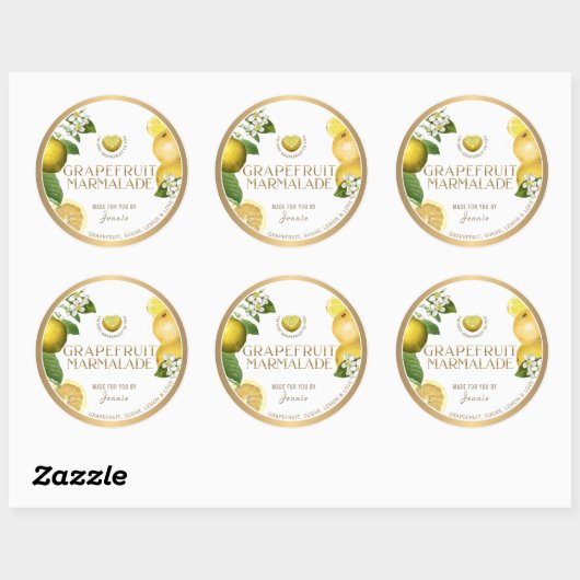 Witty Logo Design Elegant Grapefruit Marmalade Ronde Sticker (Vel)
