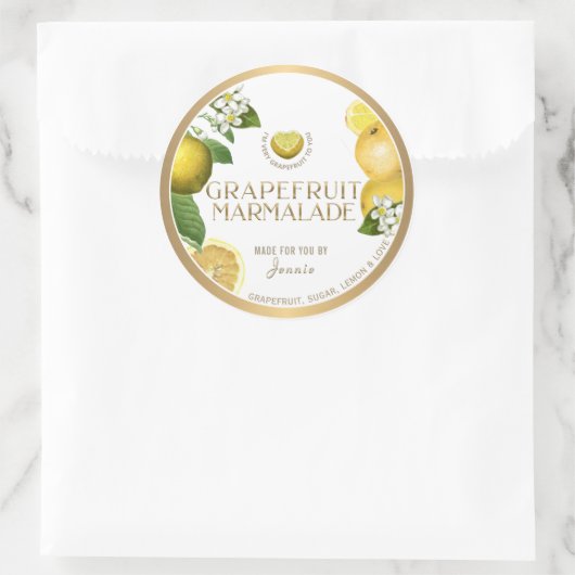Witty Logo Design Elegant Grapefruit Marmalade Ronde Sticker (Tas)