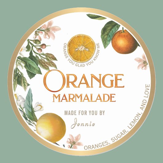 Witty Logo Design Elegant Oranje Marmalade Label