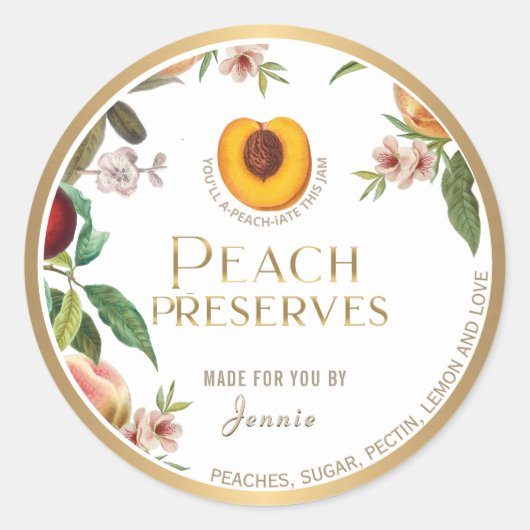 Witty Logo Design Elegant Peach Preserve Étiquette (Devant)