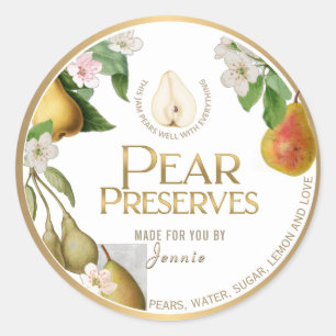 Witty Logo Design Elegant Pear PReserves of Jam Ronde Sticker