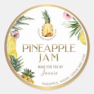 Witty Logo Design Elegant Pineapple Jam Classic Ro Ronde Sticker