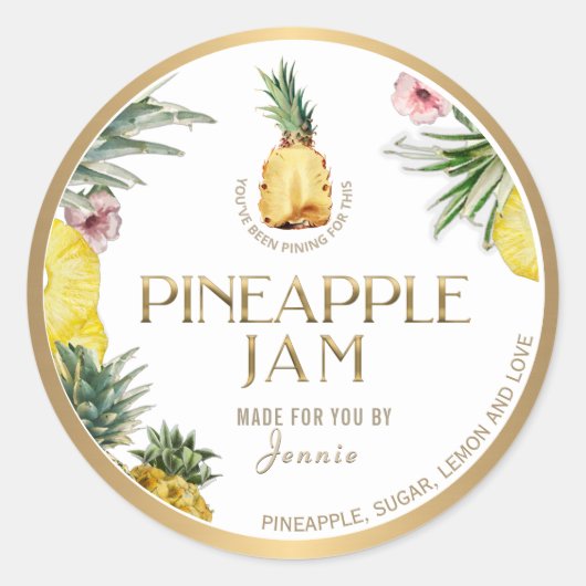 Witty Logo Design Elegant Pineapple Jam Classic Ro Ronde Sticker (Voorkant)