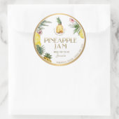 Witty Logo Design Elegant Pineapple Jam Classic Ro Ronde Sticker (Tas)