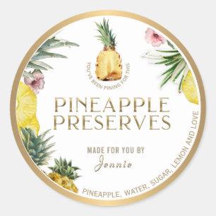 Witty Logo Design Elegant Pineapple PReserves Ronde Sticker