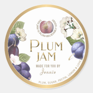 Witty Logo Design Elegant Plum Jam PReserves Ronde Sticker