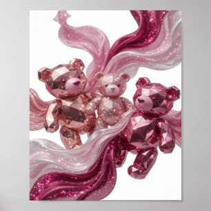 Witty Silver THREE BEARS OF GLITTER Artistiek Moti Poster